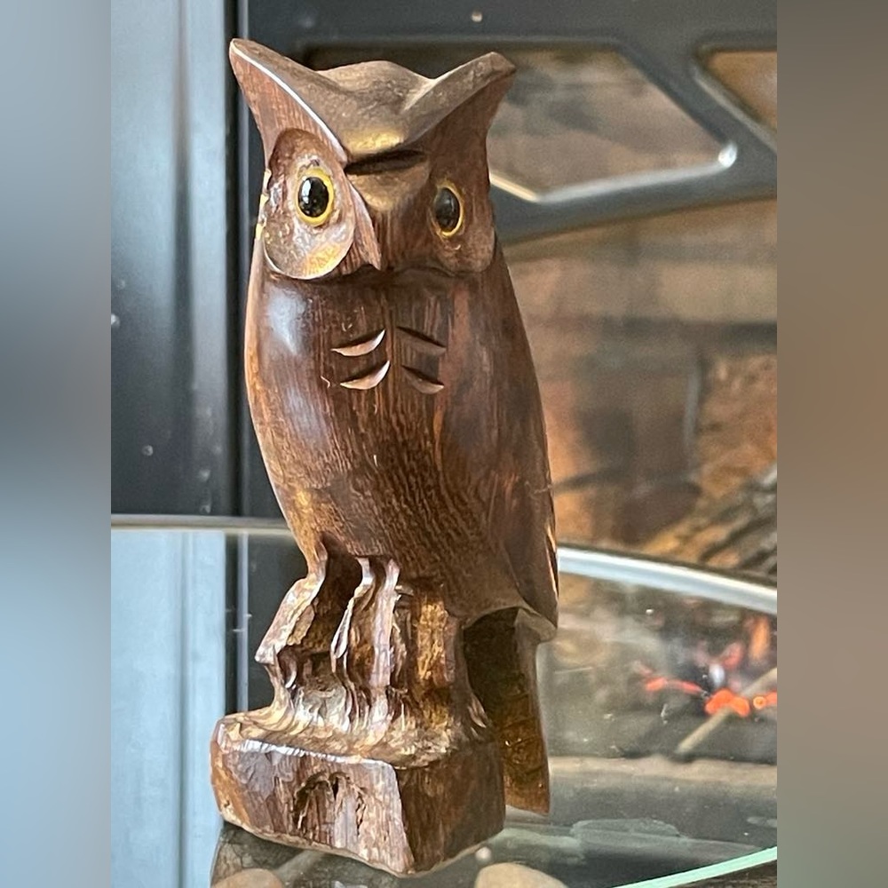 Hand Carved Wooden Owl